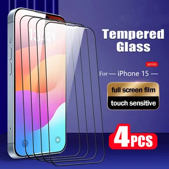 4Pcs 9D screen protector, iPhone 14 15 plus Ultra 12 11 13 mini pro X XS max XR Grūdintas stiklas, apsauginė plėvelė išmanųjį telefoną