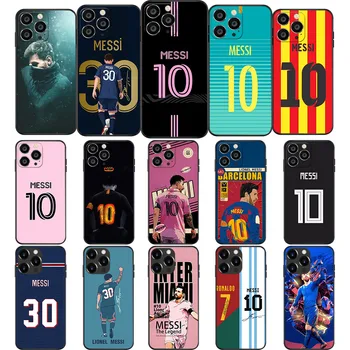 JT-18 Futbolo Žvaigždė M-Messi Soft Case For iPhone 11 12 13 14 15 Mini Pro Max Plus