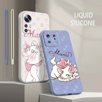Anime Marie Kačių Xiaomi Mi 13 12 12T 11 11T 10 10T 9 9SE Pro Lite Ultra A3 Skysčio Virvę, Silikoninis Telefono dėklas Coque 