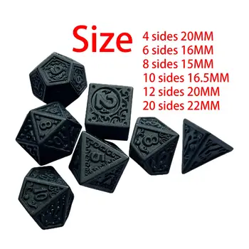 7 Gabalus Polyhedral Kauliukai Black Šeimos Susibūrimai Šalies Žaislą Dovanų Amatų D4 D6 D8 D10 D12 D20 Multisided Kubeliai vaidyba.