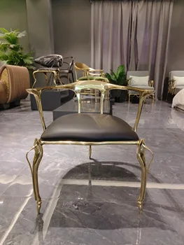 Vario amatų kambarį kėdė italų mados prabangus dizainas 3 kojos laisvalaikio kėdė, Žalvario, valgomojo kėdės