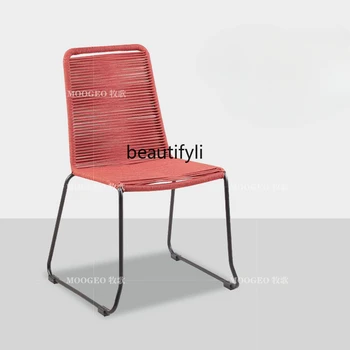 Laisvalaikio Kėdė Dizaineris Valgomojo Kėdės, Kanapių Virvė Austi Naujų Kūrybinių Rotango Kėdės Plieno Koja