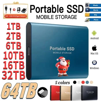 256TB Išorinį Kietąjį Diską Nešiojamų 2TB SSD Standžiojo Disko Saugojimo Didelės Spartos Išorinio Kietojo Disko USB 3.1/Tipas-C, PC/Mac/PS