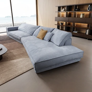 Lenktas kampas, sofa-lova, šviesos prabangus matinis odos italijos minimalistinio specialios formos Budapeštas villa didelių plokščių grindų