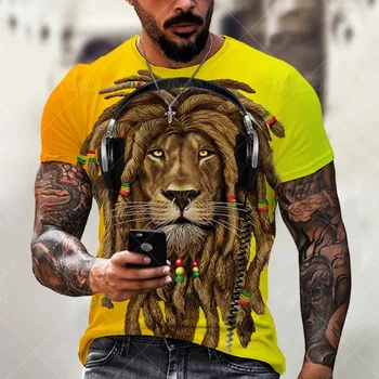 3D Printe Gyvūnų Tigras, Liūtas Veido Vyras 's T - Marškinėlius Naujas Prarasti Liūtas Atsitiktinis Didinga Vasaros Mados Marškinėliai Harajuku Negabaritinių Marškinėliai