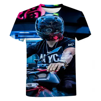 Vyras Drabužių trumpomis Rankovėmis Viršūnes Vyrų 3D Motociklo Marškinėliai Street vyriški T-shirt Negabaritinių Marškinėliai