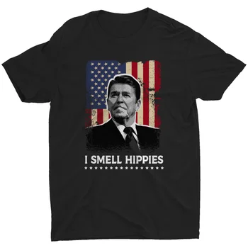 Vyriški aš Kvapas Hipiai T-shirt JAV Prezidentas Ronaldas Reiganas Juokinga liepos 4-osios Tee