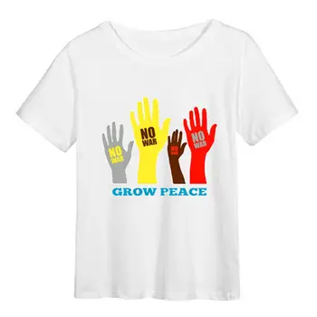 Moteris Viršuje Vasaros T-shirt Augti Taikos Spausdinti Laisvi Vyrai T-shirt
