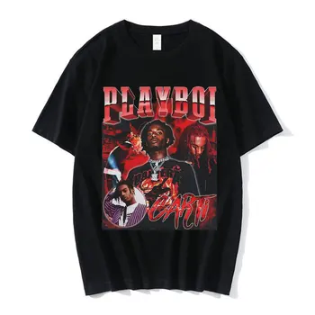 Hip-Hop Reperis Playboi Carti marškinėliai Vyrams, Moterims, Grafinis Spausdinti marškinėliai Negabaritinių Streetwear Trumpas Rankovės Vyrų Medvilnės marškinėliai