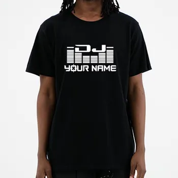 DJ Jūsų Vardas Vyrų individualus spausdinimas Marškinėliai Camiseta Hombre Hip-Hop vyrų Medvilnės Atsitiktinis trumpomis Rankovėmis T-shirt Plius Dydis Viršuje Tee