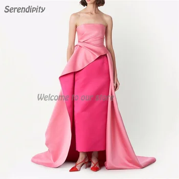 Serendipity Satino Trimitas Elegantiškas, Grindų Ilgio Stebėjimo JAV Euro Vakaro Suknelės Rožinė Promenadzie Suknelė Seksualus Moterų 2023