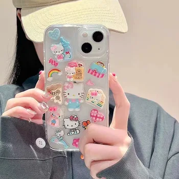 Sanrio Hello Kitty Kawaii 3D Telefono dėklas Samsung s22 s23 s20 s21 FE s10 Plius 20 Pastaba Ultra 10 A53 A51 A54 atsparus smūgiams Dangtis