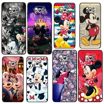 Telefoną Atveju Xiaomi Mi Poco X5 X4 X3 NFC F4 F3 GT M5 M5s M4 M3 Pro C50 C40 5G Disney Minnie, Mickey Mouse Black Dangtis