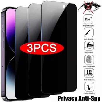 3PCS Privacy Screen Protector, iPhone 14 PRO MAX Anti-Spy Stiklo 