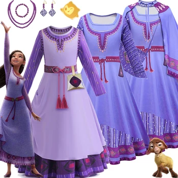 2023 Disney Noras Asha Merginos Princesė Suknelė Vaikų Asha Cosplay Costum Naują Filmą Noras Kostiumas Merginos Kalėdų Vakarėlį Clothings