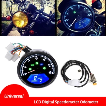 Universalus Kristalų priemonė, Motociklas 12000RMP LCD Spidometras Odometras Tachometras 1-4 Cilindrai Motociklą Matuoklis Skaitmeninis Brūkšnys