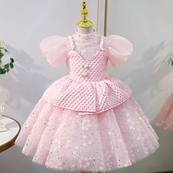 Merginos ispanijos Lolita Cute Princesė Kamuolys Suknelė Vaikai China Bow Dizaino Gimtadienio, Vestuvių Veiklos Suknelės y853