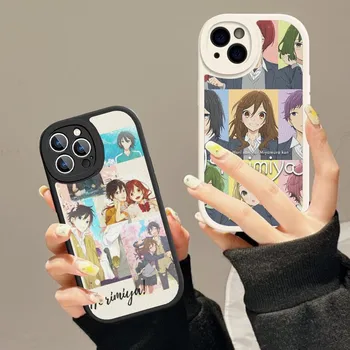Anime Horimiya Telefono dėklas Sunku Odinis iPhone 14 13 12 Mini 11 14, Pro Max Xs X Xr 7 8 Plius Fundas