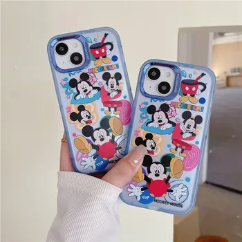 Disney Mickey Mouse Nematomas riešo dirželio laikiklis telefono dėklas skirtas iphone 12 14 13 15Pro Max Mielas Animacinių filmų aišku, shell apsaugoti Objektyvą