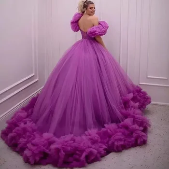 Elegantiškas purpurinis vakaras suknelė su perlų kristalų tiulio V-kaklo backless grindų ilgis moterys, vestidos de fiesta فساتين للحفلات الراقص