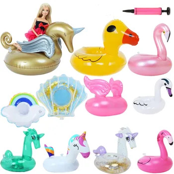 Lėlės Plaukimo Žiedas Žąsų Vienaragis Plaukimo Ratas 11,5 Colių Barbies&BJD Doll Priedai，Už Mergaitės Vonios Žaislas Dovanos