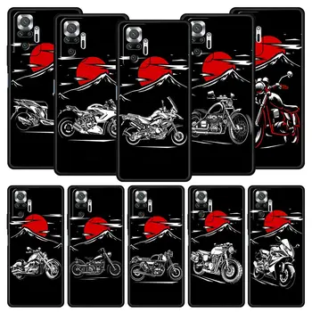 Moto Bike, Motociklų Telefoną Atveju Xiaomi Redmi Pastaba 12 11 10 9 9T 8 7 9s Pro Plus K50 K40 Žaidimų 9C 10C 9A Dangtelis Juodas Apvalkalas