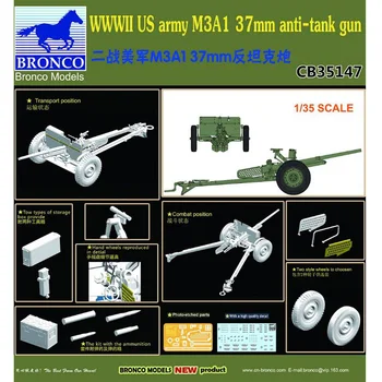 Bronco CB35147 1/35 antrojo pasaulinio KARO JAV Armijos M3A1 37mm Velkamosios prieštankinių Patrankų Kariniai Hobis Žaislas Plastikiniai Modelis Pastato Surinkimo Rinkinys Dovanų
