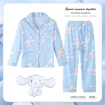 Anime Sanrios Vaikas Pižama Kostiumas Ilgomis Rankovėmis Animacinių Filmų Cinnamoroll Kuromi Kt Kačių Rudens Žiemos Mielas Vaikai Sleepwear Drabužius Dovana