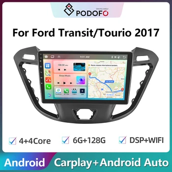 Podofo 2din Android Automobilio Radijo Ford Transit/Tourio 2017 6G+128G Carplay Stereo Grotuvas Autoradio WIFI GPS Navigacijos FM/RDS