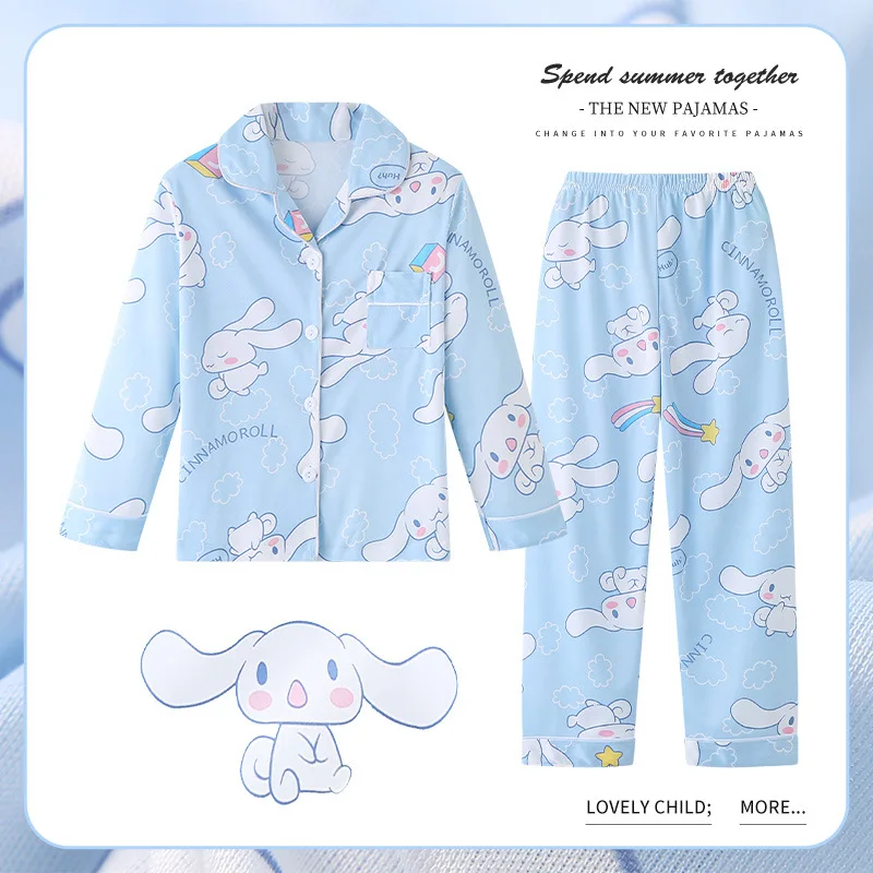 Anime Sanrios Vaikas Pižama Kostiumas Ilgomis Rankovėmis Animacinių Filmų Cinnamoroll Kuromi Kt Kačių Rudens Žiemos Mielas Vaikai Sleepwear Drabužius Dovana
