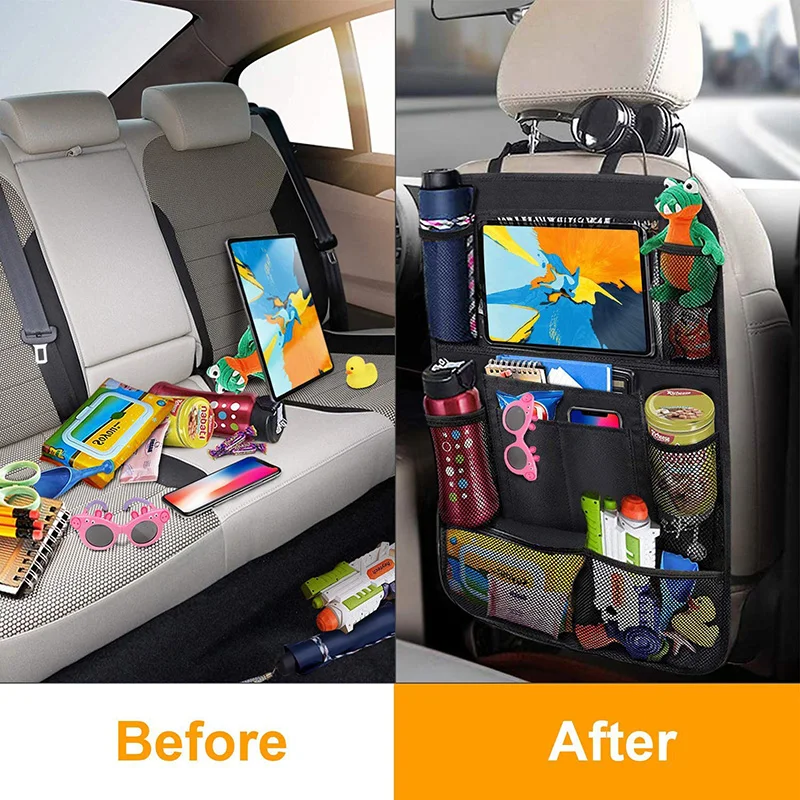 Automobilių Saugojimo Kišenės Backseat Organizatorius Su Touch Screen Protector Atgal Planšetinio Kompiuterio Laikiklį, Krepšys, Auto Sėdynės Padengti Kelionės Kelionės Vaikas