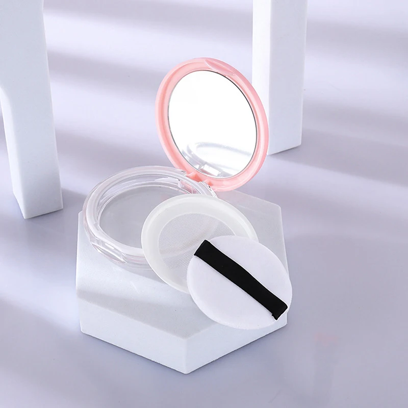 Nešiojamų Ultra-plonas Plastiko Miltelių Dėžutė Prarasti Puodą Kelionės Makiažas Jar Sifter Konteineris su Powder Puff Veidrodis