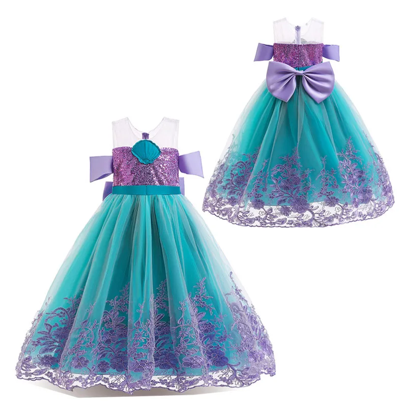 Undinėlės Kostiumas Mergaitėms Mermaid Princesė Dress Blizgučiais Violetinė Žalia Cosplay Karnavalas Gimtadienio vakarėlio Princesė Kostiumas