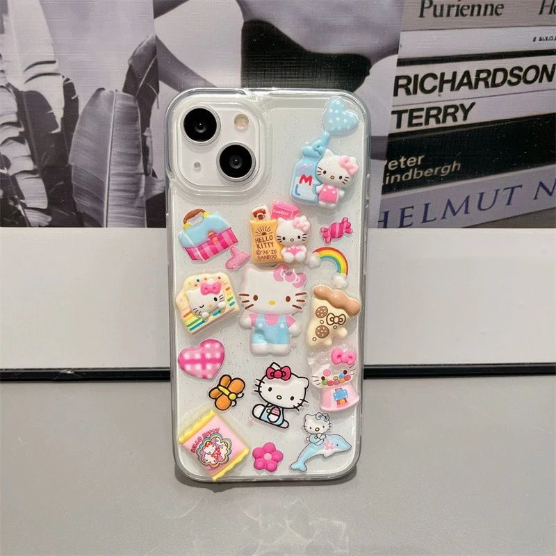 Sanrio Hello Kitty Kawaii 3D Telefono dėklas Samsung s22 s23 s20 s21 FE s10 Plius 20 Pastaba Ultra 10 A53 A51 A54 atsparus smūgiams Dangtis