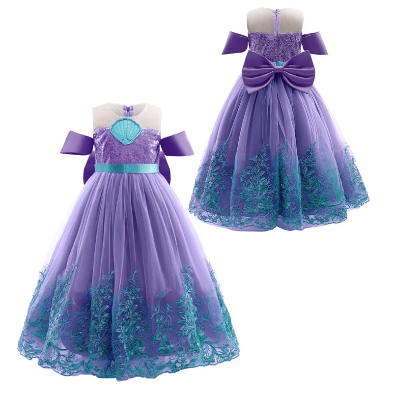 Undinėlės Kostiumas Mergaitėms Mermaid Princesė Dress Blizgučiais Violetinė Žalia Cosplay Karnavalas Gimtadienio vakarėlio Princesė Kostiumas