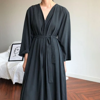 Korėjos Rankovėmis Marškinėliai, Sijonas 2023 Elegantiškas Chip Moterų Suknelės, Mažas Šviesą Palaidi Tinka Ilgai Tekstūros Plisuotos Nėrinių Suknelė